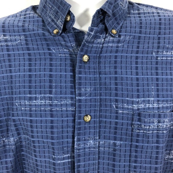 Keeler Bay Nautical Theme Ships Boats Short Sleeve Shirt blue multi Men’s Size M - Picture 7 of 7